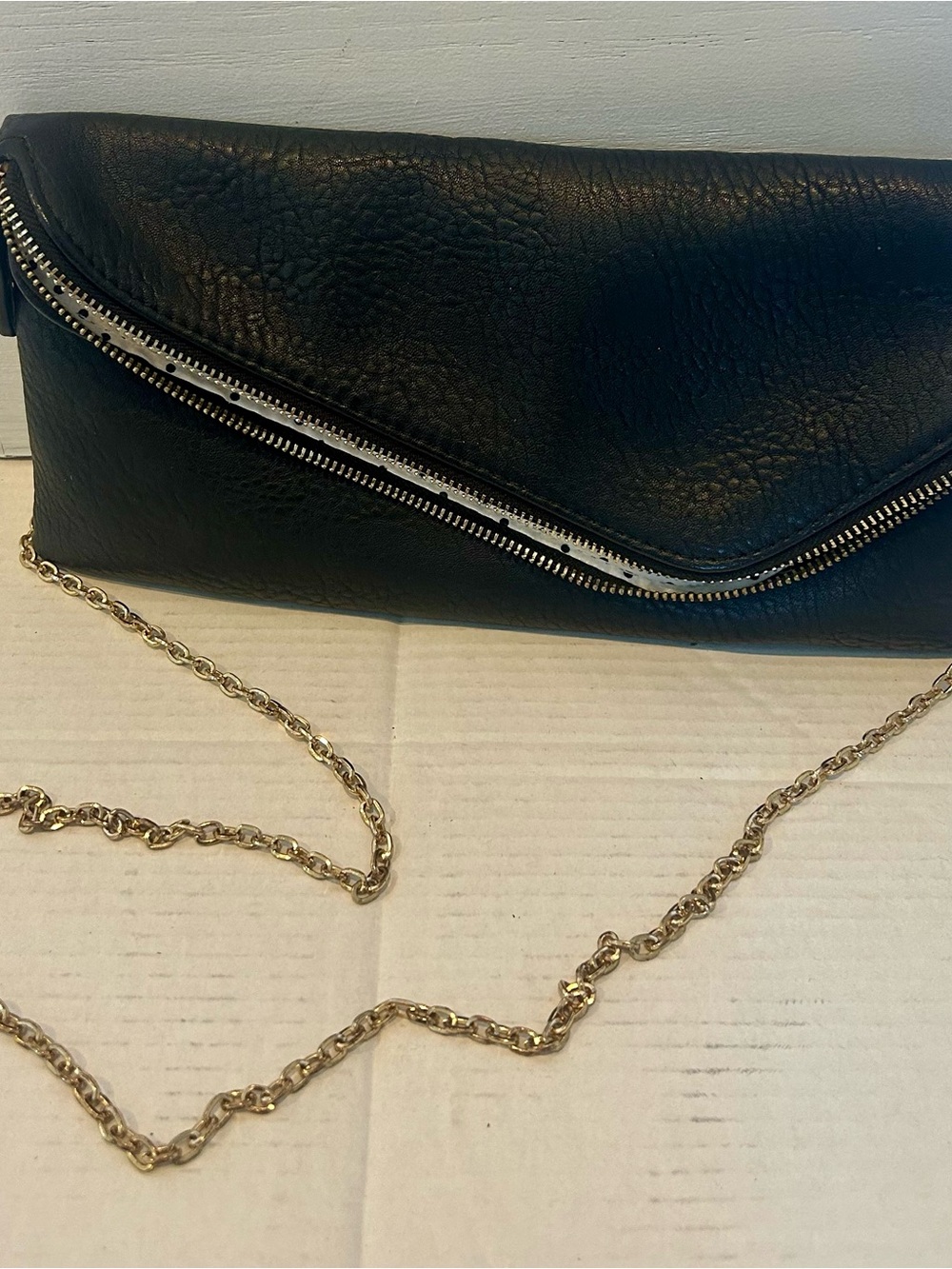 Urban Expressions Black Clutch with Gold Chain Strap